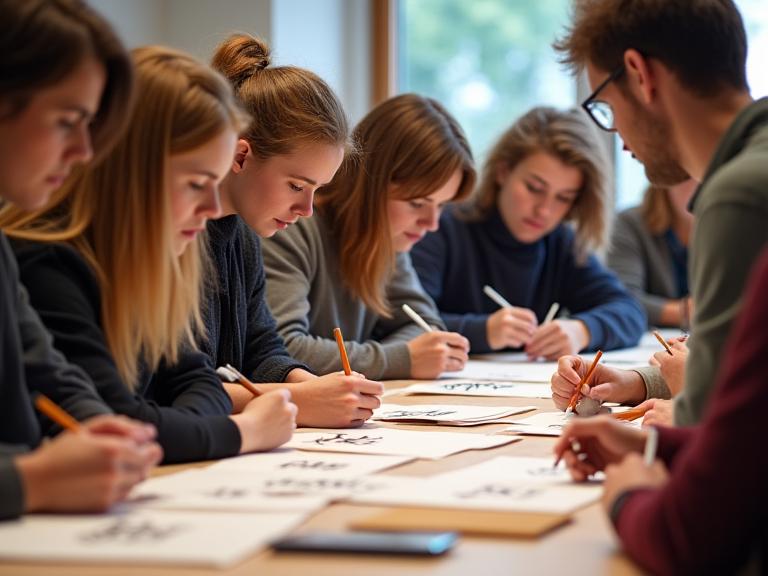 Kalligrafiworkshop med deltagare i Göteborg