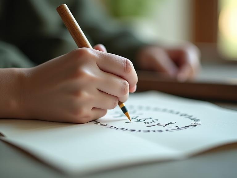 Lugn mindfulness kalligrafisession med deltagare